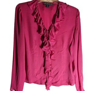 Y2K Josephine Women's Magenta Chiffon Spanish Ruffle Fairy Vintage Blouse Size 4